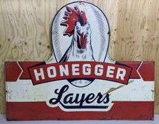 EMBOSSED TIN SIGN HONEGGER LAYERS (CHICKEN POULTRY)