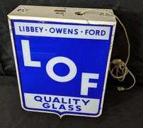 2 SIDED LIGHTED SIGN LIBBEY-OWENS-FORD QUALITY GLASS