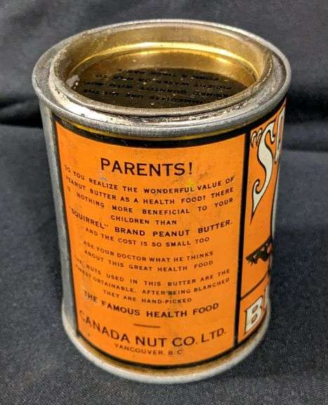 13 OZ TIN CAN SQUIRREL PEANUT BUTTER VANCOUVER BC CANADA