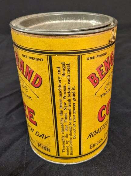 1# CARDBOARD CAN BENGAL BRAND COFFEE GRIGGS COOPER & CO ST PAUL MINNESOTA
