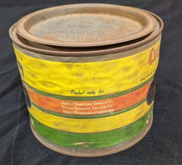 1# PAPER LABEL TIN CAN CHERRY BLOSSOM COFFEE MICHIGAN
