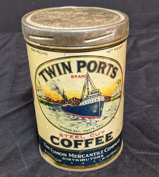 1# TIN CAN TWIN PORTS COFFEE THE EIMON MERCANTILE CO SUPERIOR WISCONSIN