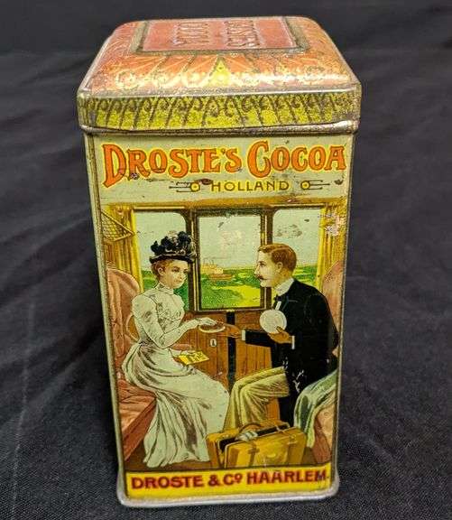 EARLY TIN LITHO CAN DROST'S COCOA HOLLAND