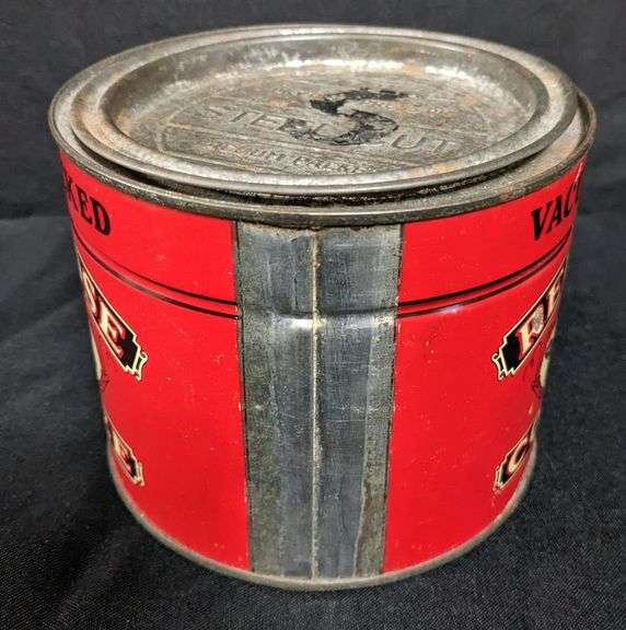 1# COFFEE TIN CAN RED ROSE WESTERN GROCER MILLS MARSHALLTOWN IOWA