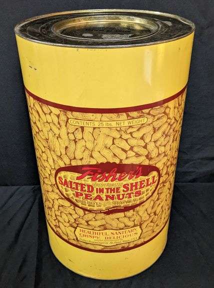 25# TIN COUNTRY STORE BIN FISHERS SALTED PEANUTS ST PAUL MINNESOTA