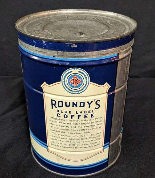 2# TIN CAN ROUNDY'S BLUE LABEL COFFEE MILWAUKEE WISCONSIN