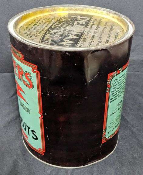 10# TIN BIN PLANTERS PENNANT SALTED PEANUTS WILKES BARRE PENNSYLVANIA