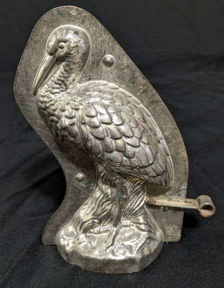ANTIQUE CHOCOLATE MOLD STORK CRANE BIRD LE TANG FILS