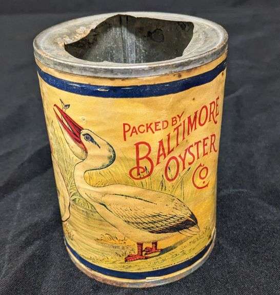 PAPER LABEL TIN CAN PEICAN BRAND COVE OYSTERS BALTIMORE OYSTER CO