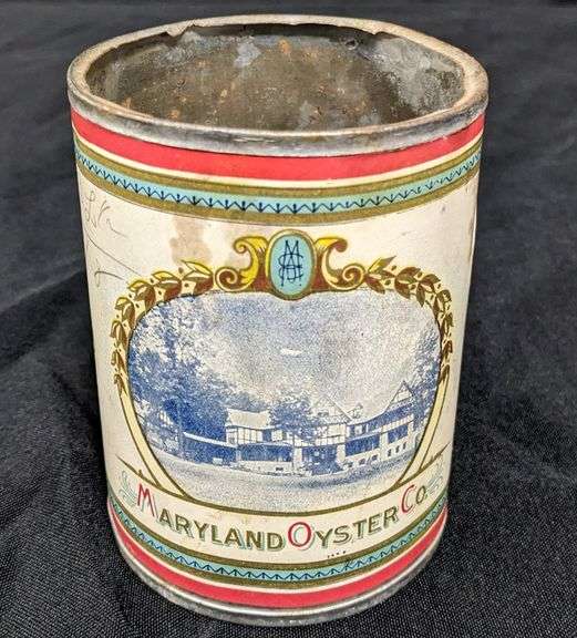 PAPER LABEL TIN CAN MARYLAND COUNTRY CLUB COVE OYSTERS