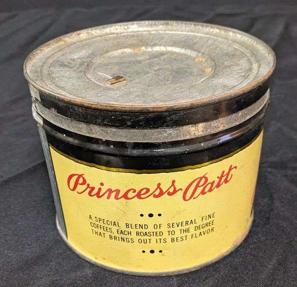1# TIN COFFEE CAN PRINCESS PATT JORDAN STEVENS CO MINNEAPOLIS MINNESOTA