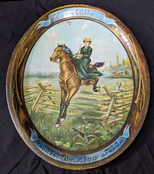 PREPRO TIN TRAY BLUE RIBBON KENTUCKY BOURBON