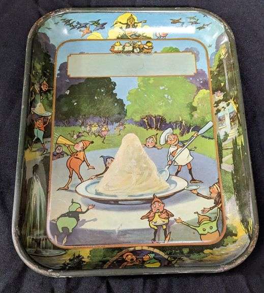 TIN LITHO BROWNIE ICE CREAM SERVING TRAY