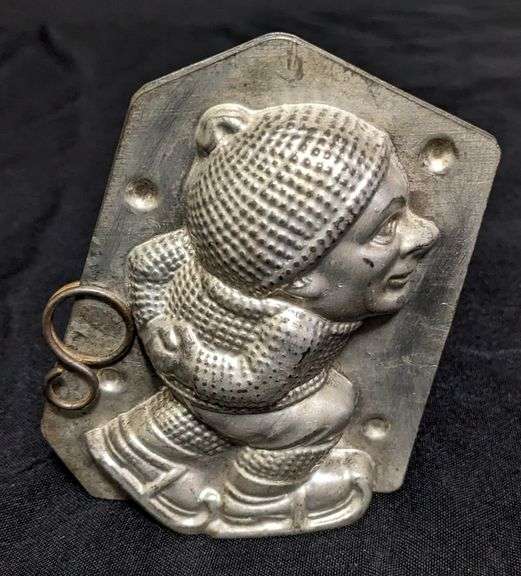 ANTIQUE CHOCOLATE MOLD MAN ICE SKATING B BRUNINGMEYER ENSCHEDE