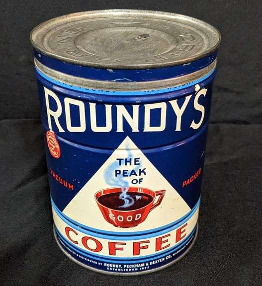 2# TIN CAN ROUNDY'S BLUE LABEL COFFEE MILWAUKEE WISCONSIN