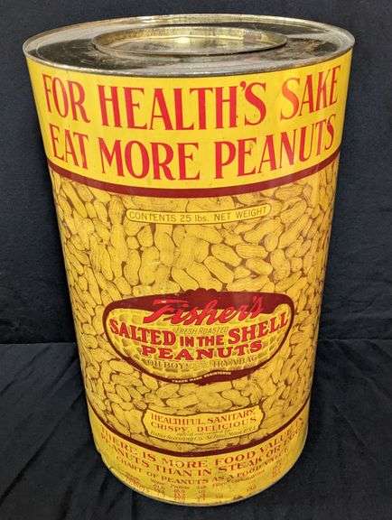 25# TIN COUNTRY STORE BIN FISHER'S SALTED PEANUTS ST PAUL MINNESOTA
