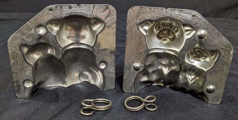 ANTIQUE CHOCOLATE MOLD DOG & CAT PUPPY & KITTEN