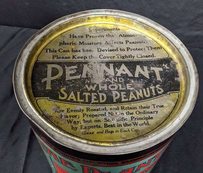 10# TIN BIN PLANTERS PENNANT SALTED PEANUTS WILKES BARRE PENNSYLVANIA