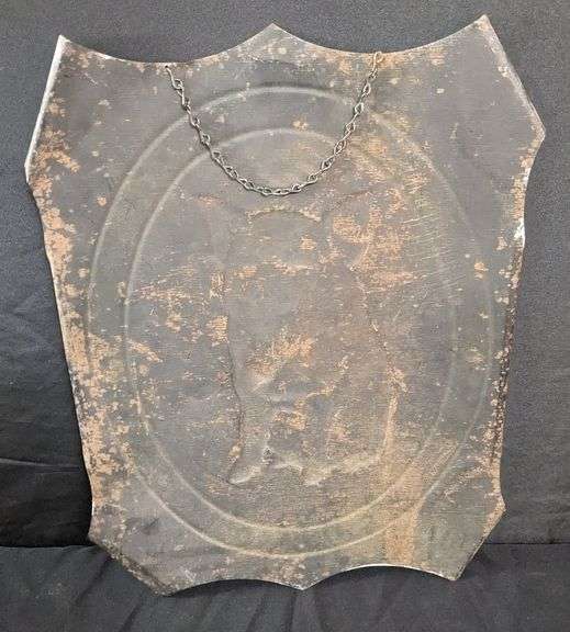 DATED 1906 ROLLED CORNER TIN SIGN I MAKE SQUIRES PURE FOOD PRODUCTS BOSTON MASSACHUSETTS