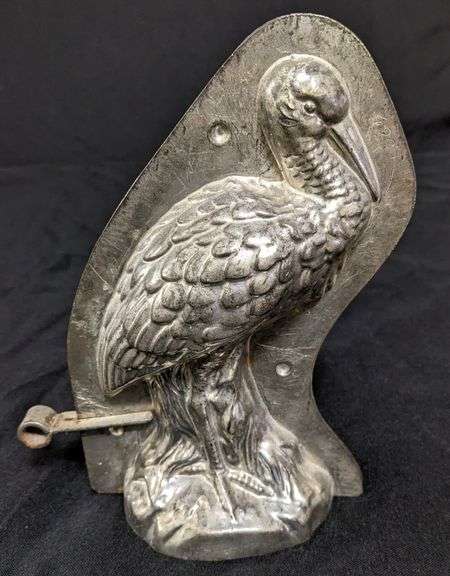 ANTIQUE CHOCOLATE MOLD STORK CRANE BIRD LE TANG FILS