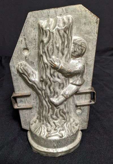 ANTIQUE CHOCOLATE MOLD YOUNG BOY CLIMBING TREE