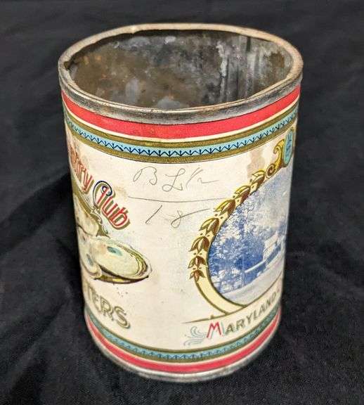 PAPER LABEL TIN CAN MARYLAND COUNTRY CLUB COVE OYSTERS