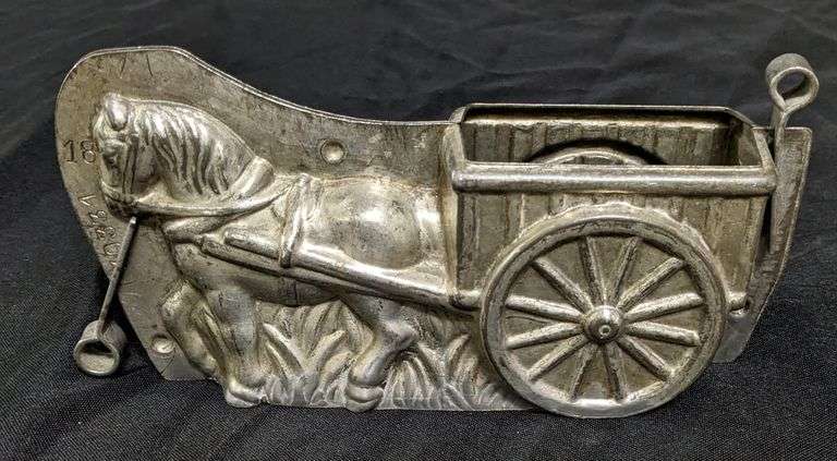 ANTIQUE CHOCOLATE MOLD HORSE DRAWN WAGON ANTON REICHE DRESDEN