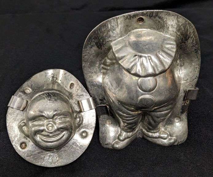 2 PIECE ANTIQUE CHOCOLATE MOLD CIRCUS CLOWN ANTON REICHE DRESDEN