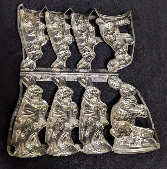 ANTIQUE CHOCOLATE MOLD EASTERBUNNY RABBITS REBUILT 1937 BY EPPELSHEIMER & CO NY