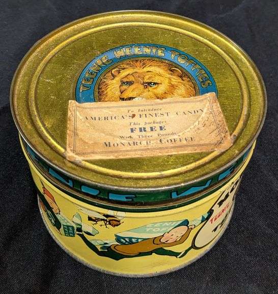 1# CANDY TIN CAN MONARCH TEENIE WEENIE TOFFEES REID MURDOCH CO CHICAGO