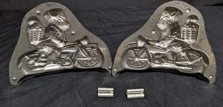 ANTIQUE CHOCOLATE MOLD EASTER BUNNY RABBIT RIDING MOTORCYCLE