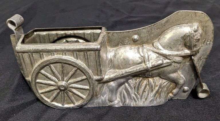 ANTIQUE CHOCOLATE MOLD HORSE DRAWN WAGON ANTON REICHE DRESDEN