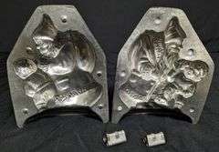 ANTIQUE CHOCOLATE MOLD SANTA CLAUS HOLDING BUYS EAR "NAUGHTY" GERMANY