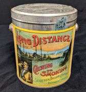 PAPER LABEL TIN CAN LONG DISTANCE TOBACCO SCOTTEN DILLON CO DETROIT MICHIGAN