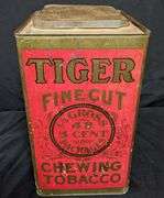 CARDBOARD TIN BIN BRIGHT TIGER CHEWING TOBACCO 5¢ PACKAGES P LORILLARD JERSEY CITY NJ