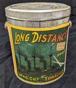 PAPER LABEL TIN CAN LONG DISTANCE TOBACCO SCOTTEN DILLON CO DETROIT MICHIGAN