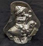 ANTIQUE CHOCOLATE MOLD EASTER BOY RIDING CHICK BLOWING TRUMPET ANTON REICHE DRESDEN