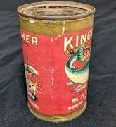 15 1/2 OZ PAPER LABEL TIN CAN KINGFISHER BRAND ALASKA SALMON BOOTH FISHERIES CHICAGO