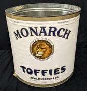 25# PAPER LABEL CANDY TIN BIN MONARCH TOFFEE REID MURDOCH CHICAGO ILLINOIS