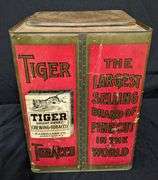 CARDBOARD TIN BIN BRIGHT TIGER CHEWING TOBACCO 5¢ PACKAGES P LORILLARD JERSEY CITY NJ