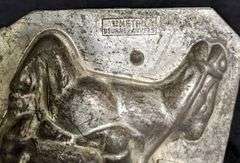 ANTIQUE CHOCOLATE MOLD NATIVE AMERICAN INDIAN ON REARING HORSE "METRO DEURNE-ANVERS)