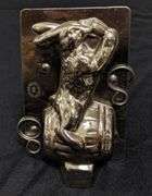 ANTIQUE CHOCOLATE MOLD RABBIT ON BEER BARREL KEG LE TANG FILS