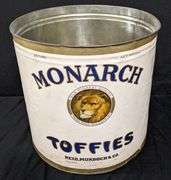 25# PAPER LABEL CANDY TIN BIN MONARCH TOFFEE REID MURDOCH CHICAGO ILLINOIS