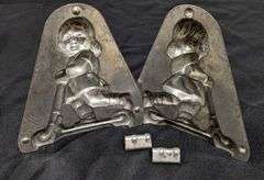 ANTIQUE CHOCOLATE MOLD GIRL CHILD ON SCOOTER ANTON REICHE DRESDEN