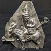 ANTIQUE CHOCOLATE MOLD SANTA SAINT NICK ON DONKEY JACKASS QUALITE'