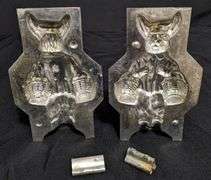 ANTIQUE CHOCOLATE MOLD EASTER BUNNY RABBIT DELIVERY MAN