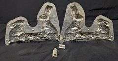 ANTIQUE CHOCOLATE MOLD EASTER BUNNY RABBITS WITH BASKET ANTON REICHE DRESDEN