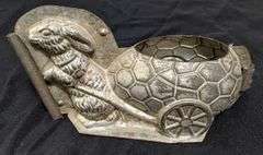 ANTIQUE CHOCOLATE MOLD EASTER BUNNY RABBIT PULLING EGG WAGON ANTON REICHE DRESDEN