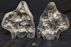 ANTIQUE CHOCOLATE MOLD SANTA SAINT NICK ON DONKEY JACKASS