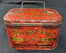 PENNY POST CUT PLUG TOBACCO TIN CAN STRATER BROTHERS LOUISVILLE KY